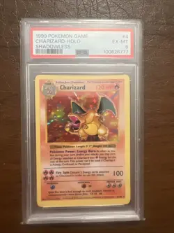 1999 Pokemon Base Set - Charizard Holo Shadowless No. 4 PSA 6 - Image 1