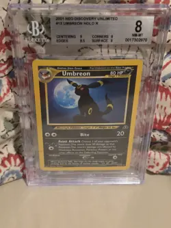 Pokemon Umbreon 2001 Neo Discovery Unlimited 13/75 Holo Rare BGS 8 - Image 1