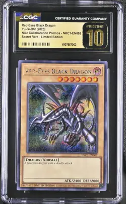 2025 YU-GI-OH! NIKE COLLABORATION PROMO RED-EYES BLACK DRAGON CGC 10 PRISTINE - Image 1