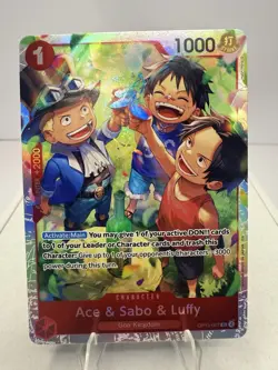 One Piece Carrying On His Will Ace & Sabo & Luffy OP13-007 SR English - Image 1
