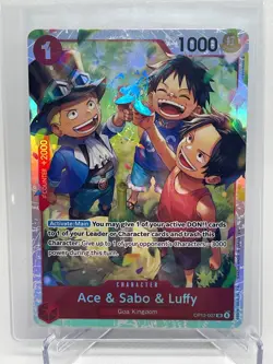 2025 One Piece Carrying On His Will OP13-007 ACE & SABO & LUFFY English SR - Image 1