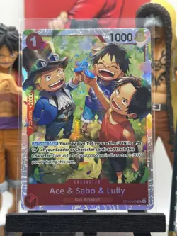 One Piece CG Ace & Sabo & Luffy OP13-007 Carrying On His Will Super Rare! - Image 1