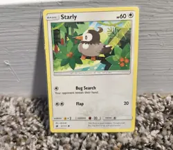 POKEMON - STARLY 81/111 COMMON CARD - SUN & MOON CRIMSON INVASION - M/NM - Image 1