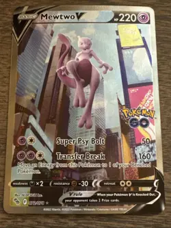 Pokemon TCG Mewtwo v Alternate Full Art Card 072/078 NM Condition - Image 1