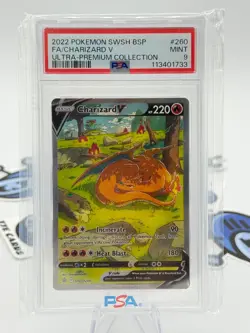 PSA 9 MINT Charizard V SWSH260 FULL ART HOLO PROMO Pokemon Card - Image 1