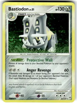 Pokemon Card - Bastiodon Mysterious Treasures 21/123 Holo Rare NM - Image 1