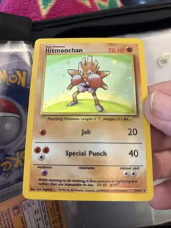 Pokemon Hitmonchan 7/102 Holo Rare Base Set LP G158 - Image 1
