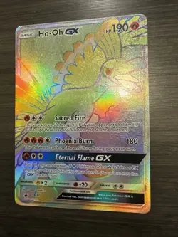 Pokemon Ho-Oh GX SM80 Rainbow Rare Sun & Moon Black Star Promo VG - Image 1