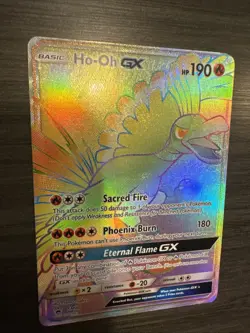 Pokemon Ho-Oh GX SM80 Rainbow Rare Sun & Moon Black Star Promo VG - Image 3