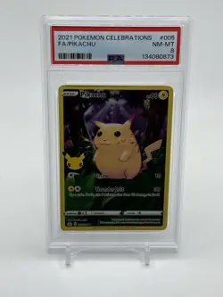 2021 POKEMON CELEBRATIONS #005 FULL ART/PIKACHU PSA 8 NM-MT - Image 1
