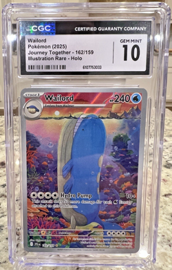 Pokemon Wailord 162/159 Sv09 Journey Together Holo CGC 10 Illustration Rare - Image 1