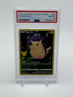2021 POKEMON CELEBRATIONS #005 FULL ART/PIKACHU PSA 8 NM-MT - Image 1