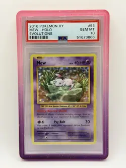 Low Pop* PSA 10 2016 Pokemon Mew 53/108 Holo Rare XY Evolutions & Graded Guard - Image 1