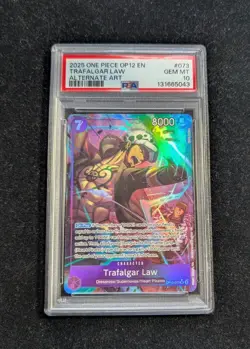 2025 One Piece OP12 English Trafalgar Law Alternate Art #073 PSA 10 - Image 1