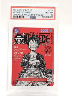 MONKEY D. LUFFY 2025 ONE PIECE JAPANESE PROMO MAGAZINE VOL.20 A PSA 10 Q6092 - Image 1