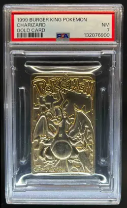 1999 Burger King Pokemon Charizard Gold Card #NNO PSA 7 NM - Image 1