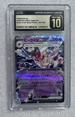 CGC Graded 10 Pristine Vespiquen ex 051/108 Ruler ofthe Black Flame Pokemon Card - Image 1