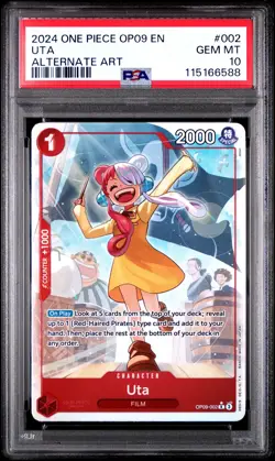 One Piece Card Game TCG Uta OP09-002 Alt Art PSA 10 English - Image 1