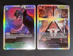 Dracule Mihawk SR Legacy. OP12-030 & Five Elders SR Op 13-082. 2 CARDS! - Image 1