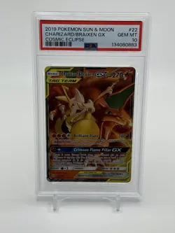 Charizard & Braixen GX 22/236 Cosmic Eclipse PSA 10 Gem Mint Pokemon Card - Image 1