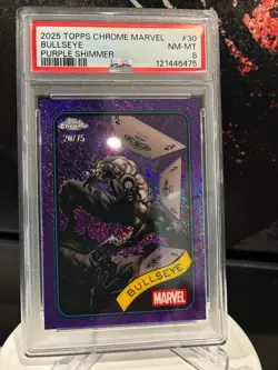 2025 TOPPS CHROME MARVEL PURPLE SHIMMER BULLSEYE /75 - Image 1