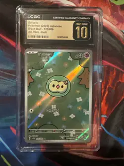 Pokemon 2025 JPN Black Bolt Full Art Rare Solosis #123/086 CGC PRISTINE 10 - Image 1