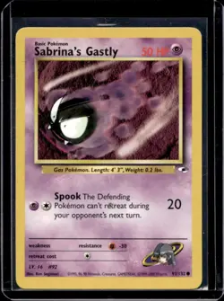 2000 Pokemon Gym Heroes Sabrina's Gastly #93/132 - Image 1