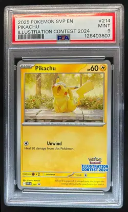 2023-25 Pokemon SV Black Star Promos Pikachu Illustration Contest 2024 214 PSA 9 - Image 1