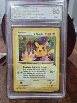 Pokemon 2000s Birthday Pikachu Holo Wizards Black Star Promo - Grade 9.5 - Image 1