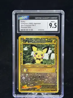Pichu Reverse Holo Japanese Neo Premium File Pokemon Triple Swirl CGC 9.5 ⚡🌀 - Image 2