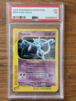 2002 Pokemon Expedition PSA 1 Mewtwo Holo #20 E-Reader Poor PR FRESH GRADE CASE - Image 1