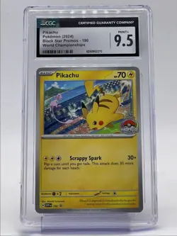 PIKACHU 2024 POKEMON SV BLACK STAR PROMO WORLD CHAMPIONSHIPS CGC 9.5 Q5677 - Image 1