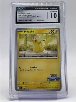 PIKACHU 2025 POKEMON SV BLACK STAR PROMO ILLUSTRATION WINNER CGC 10 Q5677 - Image 1