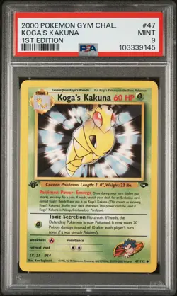 Koga's Kakuna 47/132 1st Edition Gym Challenge Pokemon PSA 9 - Image 1
