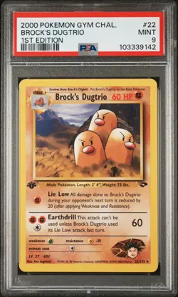 Brock's Dugtrio 22/132 1st Edition Gym Challenge Pokemon PSA 9 - Image 1
