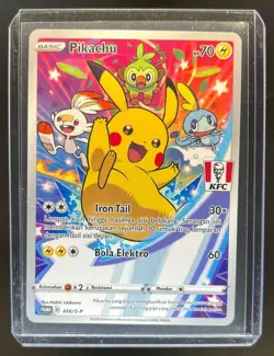 2021 Pokemon IDN S-P Pikachu Full Art KFC Chaki Kids Meal #016 - Image 1