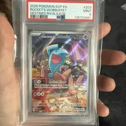 2025 POKEMON SVP EN-SV BLACK STAR PROMO #203 TEAM ROCKET'S WOBBUFFET PSA 9 - Image 1