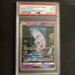 2017 POKEMON SUN & MOON SHINING LEGENDS SECRET #78 MEWTWO GX PSA 9 - Image 1