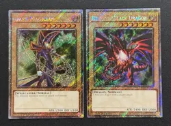 2025 YUGIOH RA04 PLATINUM SECRET RARE DARK MAGICIAN & RED EYES NM SET 💫 - Image 1