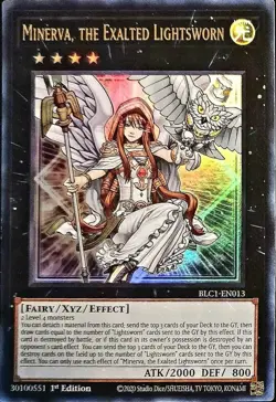 Yugioh 2x Minerva, the Exalted Lightsworn x2 BLC1-EN013 Ultra 1st Ed GOLD NM - Image 1