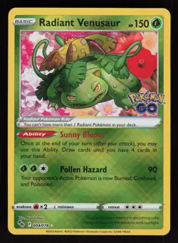 2022 Pokemon Niantic TCG - Pokemon GO - RADIANT VENUSAUR - Holo Rare card #4/78 - Image 1