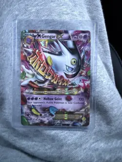 Pokemon TCG M Gengar EX Black Star Promo Card XY166 Shiny Holo MP #2 DMG See Pic - Image 1