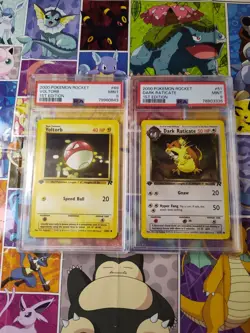 Graded Pokemon Card Bundle 2000 1st Edition Rocket Voltorb And Dark Raticate PSA - Image 1
