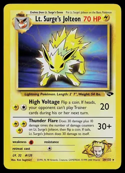 Pokemon Card - Lt. Surge's Jolteon Gym Challenge 28/132 Rare - Image 1