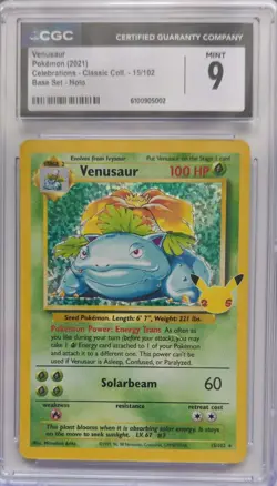 💥CGC 9 Venusaur 15/102 Celebrations Classic Collection Pokemon Card TCG - Image 1