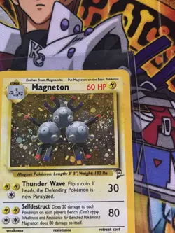 Pokemon Magneton Holo Rare Card WOTC Base Set 2 9/130 - LP *SWIRL* - Image 2