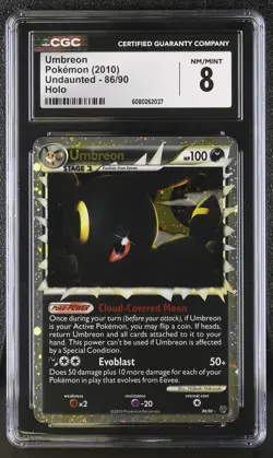 CGC 8 Umbreon 2010 Undaunted 86/90 Holo Pokemon Card - Image 1