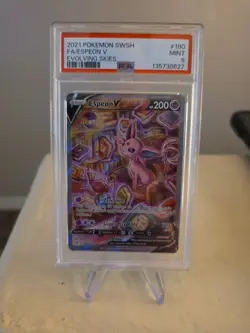 PSA MINT 9 Pokemon Card Espeon V Alt Art Evolving Skies 180/203 - Image 1