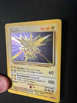 Pokemon TCG Base Set Zapdos Holo Rare 16/102 Light Play LP Vintage WOTC 1999 - Image 3