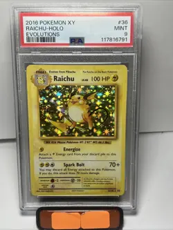 2016 Pokemon XY Evolutions Raichu Holo - PSA 9 Mint - Image 1